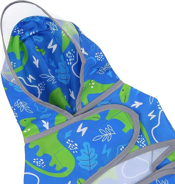 HDE Dog Raincoat with Clear Hood Rain Jacket Poncho for Small Medium Large Dogs Dinosaurs - L