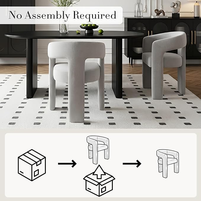 Modern Chenille Dining Chairs Set of 2, Upholstered Barrel Chairs with Arms Comfy Accent Side Chairs for Living Room/Dining Room/Reception, Grey