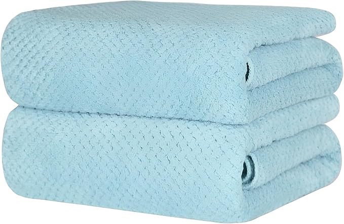 2-Pack Microfiber Bath Towels (27x54 Inches) - Ultra Soft & Quick Dry, 3X Absorbency, Lightweight for Gym, Yoga, Travel & Spa - Perfect for Home, Fitness & Post-Workout,(Bule)