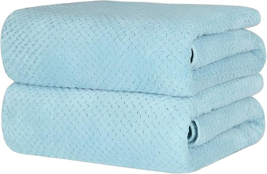 2-Pack Microfiber Bath Towels (27x54 Inches) - Ultra Soft & Quick Dry, 3X Absorbency, Lightweight for Gym, Yoga, Travel & Spa - Perfect for Home, Fitness & Post-Workout,(Bule)