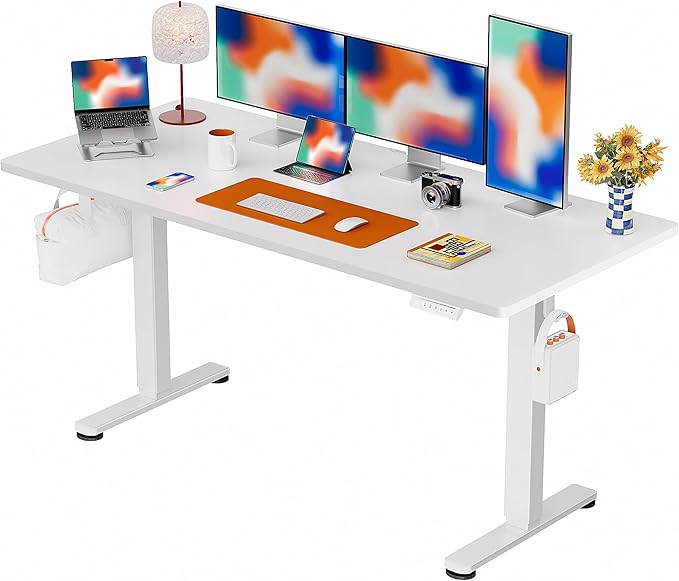 ErGear Height Adjustable Electric Standing Desk, 71 x 30 Inches Sit Stand up Desk, Memory Computer Home Office Desk Large Desk with Two-Piece Desktop (White)