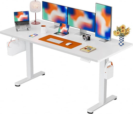 ErGear Height Adjustable Electric Standing Desk, 71 x 30 Inches Sit Stand up Desk, Memory Computer Home Office Desk Large Desk with Two-Piece Desktop (White)