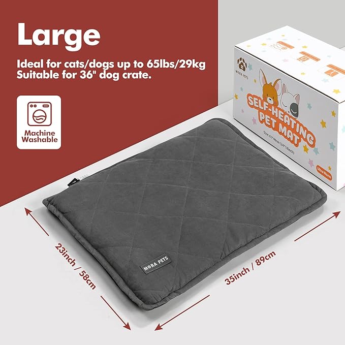 Mora Pets Self Heating Cat Bed Self Warming Pet Bed Ultra Warm Thermal Dog Bed Mat 36x24 Inches with Removable Cover Outdoor Indoor for Cats and Small Medium Dogs Machine Washable
