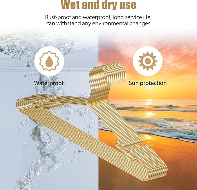 VWV 20 Pack Gold Aluminum Hangers, 16.5 Inch Smooth and Durable Metal Shirt Dress Hanger, Lightweight and Sturdy Metal Hanger, Suit Jacket Dress Hangers