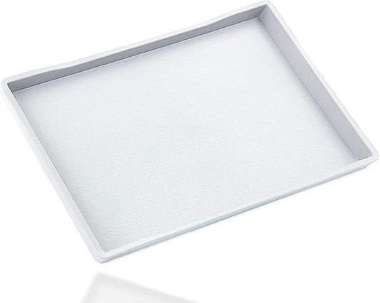 White Serving Tray (15 x 10.6 inch), Large Serving Accessory, Fruit, Spa, Coffee, Drinks, Tea, Bar, Party, Seasoning, Perfume, Decorative and Display Use.