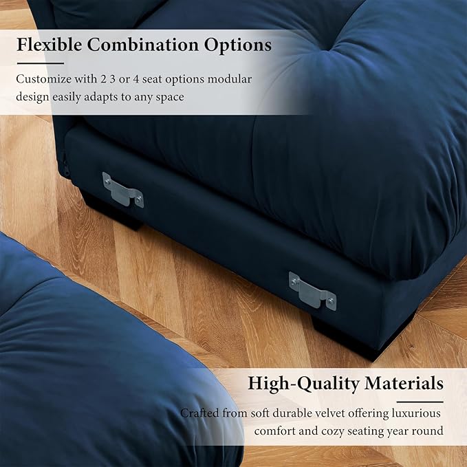 93.7” Loveseat Sofa, 2 Seater Modular Sectional Sofa, Blue Large Sectional Couches for Living Room, Fluffy Couch Set, Love Seat, Velvet Cloud Couches, Deep Seat Sofas for Living Room