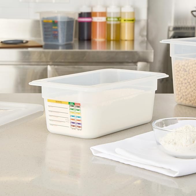 Restaurantware Food Pans Pack of 10 Plastic Rectangle Food Containers 1/4 Size with Traceability Label, Storage Containers Dishwashable Hot Cold Friendly for Restaurants Buffet Commercial Use