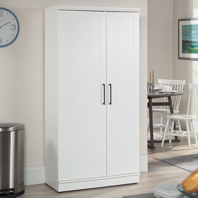 Sauder HomePlus Kitchen Storage Pantry Cabinet with Swing Door Storage and Adjustable Shelves, in Soft White finish