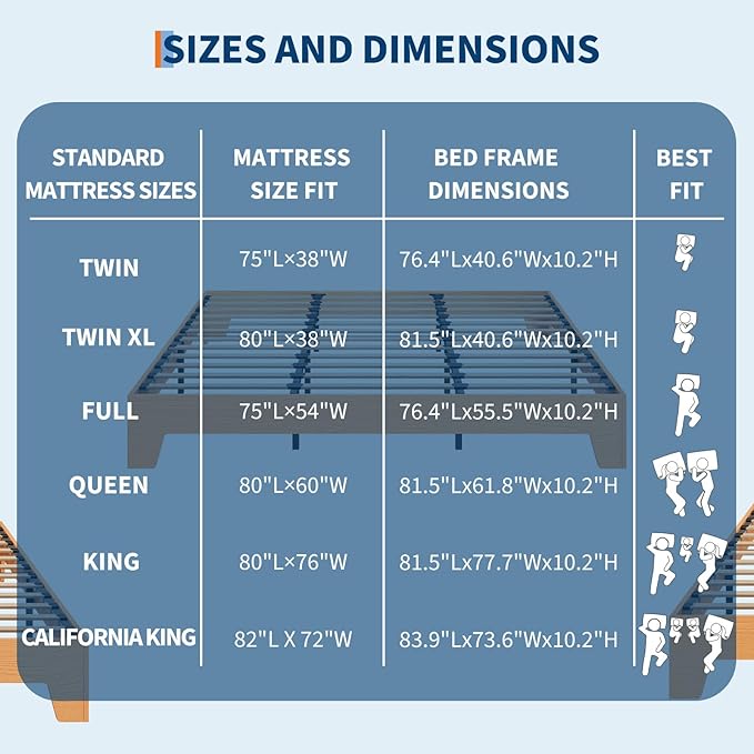 Garvee Wood Platform Bed Frame, King Size Bed Frame, Wood Slat Support, No Box Spring Needed, Easy Assembly, Noise-Free Design, Underbed Space for Storage