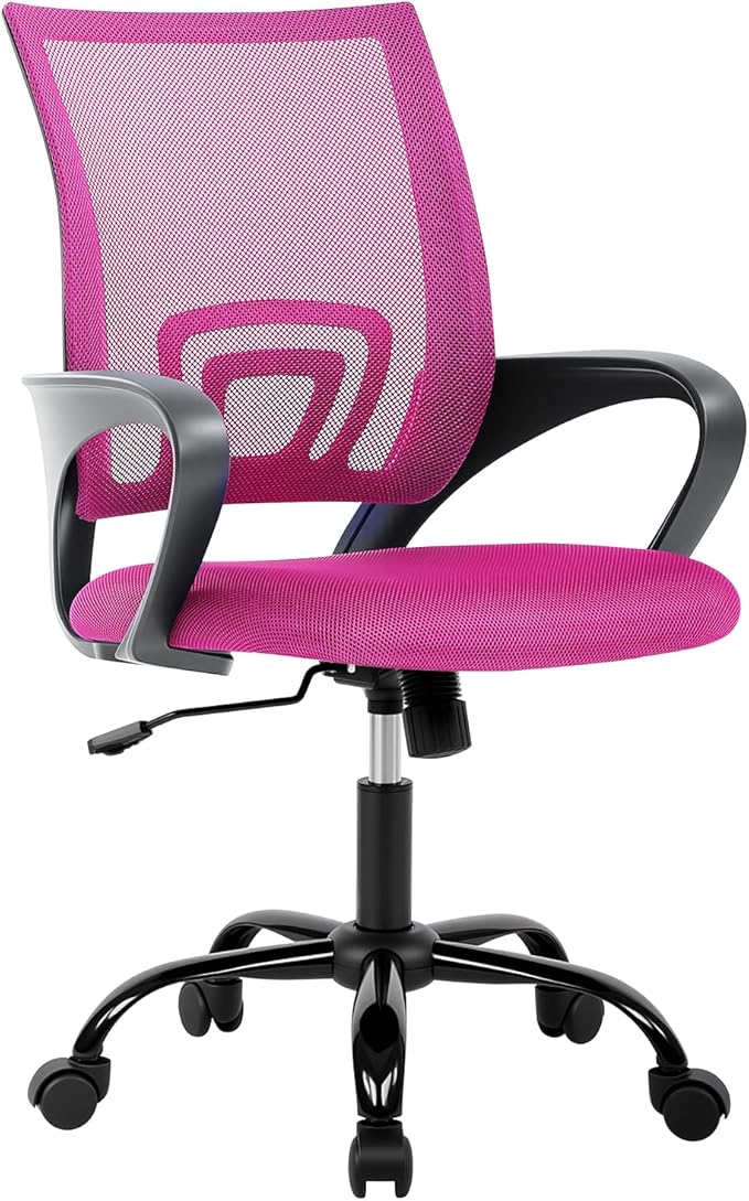 BestOffice Office Chair Ergonomic Cheap Desk Chair Mesh Computer Chair Lumbar Support Modern Executive Adjustable Stool Rolling Swivel Chair for Back Pain (Pink)