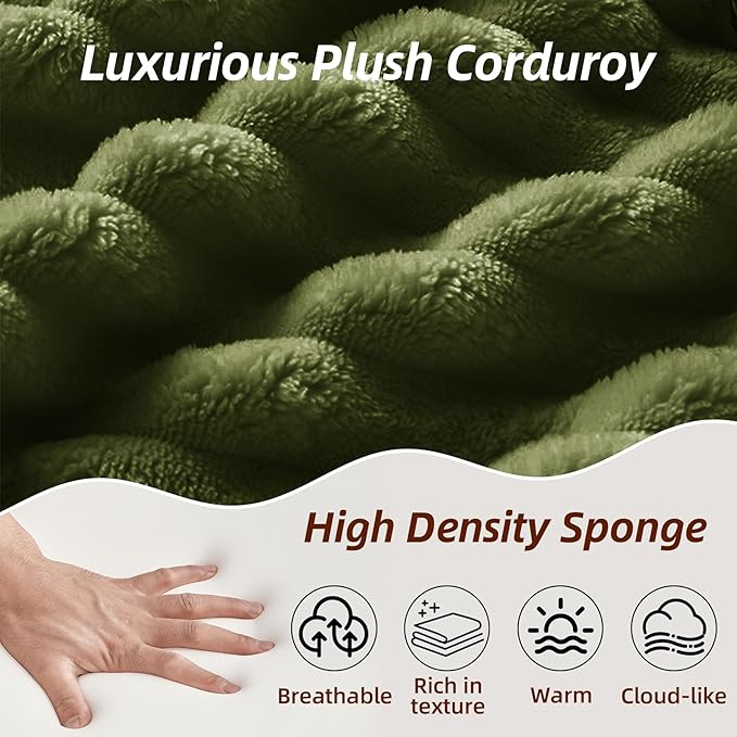 104 Inch Cloud Sectional Couch with L-Shape Chaise,Modern Boneless Couches with Deep Seat,Corduroy Sponge Compressed Sofa for Living Room, Bedroom,No Assembly Required (Green, Right Facing Chaise)