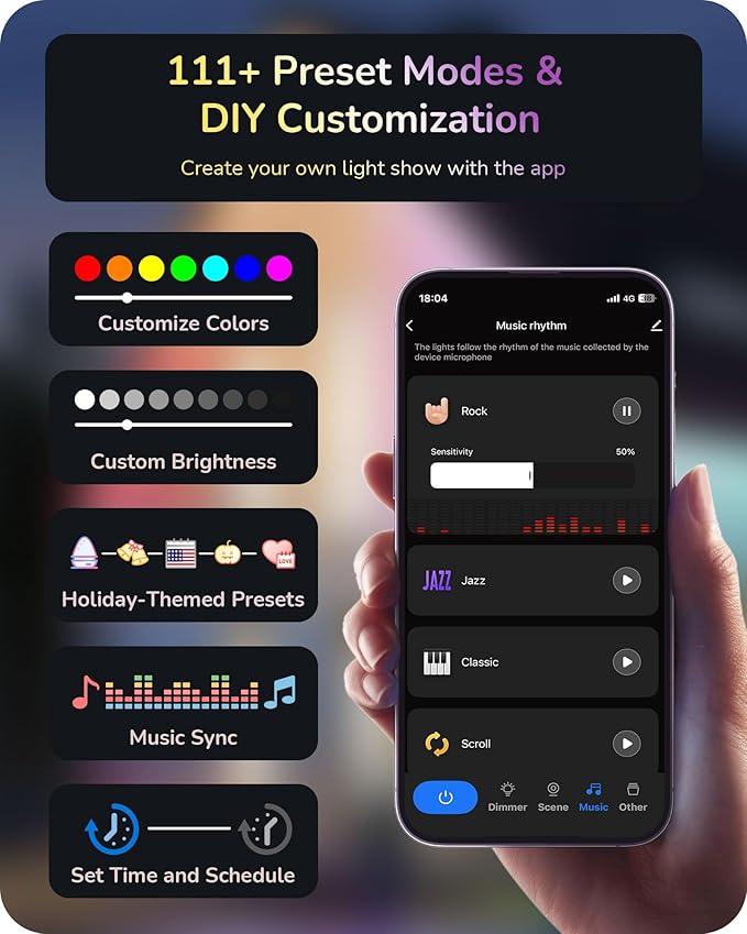 EDISHINE 150FT Cuttable Permanent Outdoor Lights PRO, 90 LED Smart RGB+IC+Warm White Eave Light, 111+ Scene Modes, App/Remote Contrtol, IP67 Waterproof for House Year-Round Decor, Alexa Google Enable