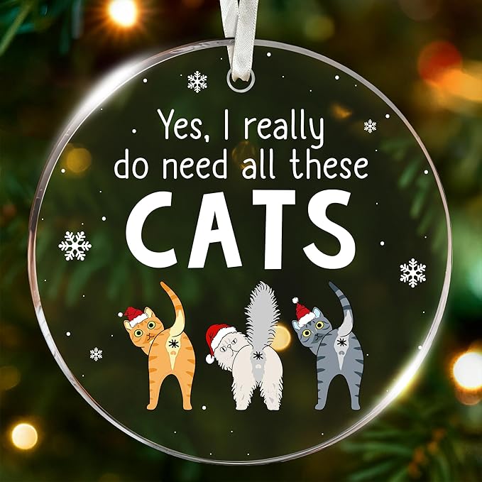 Cat Ornament for Christmas Tree Decorations Starring Cats for 2025, Funny Ornaments Ideal for Kitty Lovers, Unique, Perfect for Sprucing Up Christmas Festivities