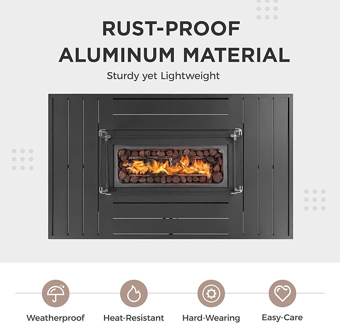 Wisteria Lane Aluminum Patio Furniture Set, 4 Piece Metal Outdoor Sofa Set with 54-INCH CSA Certified Propane Gas Fire Pit Table(Dark Grey)