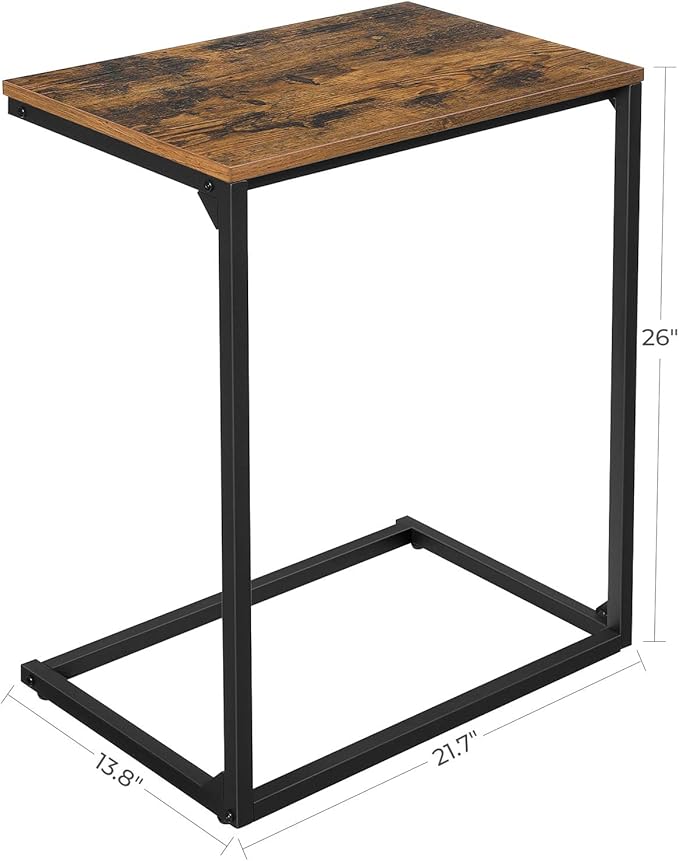 VASAGLE C Shape End Table, Small Coffee Table for Couch Or Sofa, Industrial Side Table in Living Room, Bedroom, 13.8 x 21.7 x 26 Inches, Rustic Brown and Black ULNT52BX