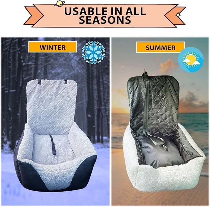 Car Seat Suitable for Small Dogs, Pet CarSeat with Storage and Clip-On Safety Tether, Fully Removable and Washable Dog Car Seat, Dogs Booster Seat Suitable Small Medium Dog