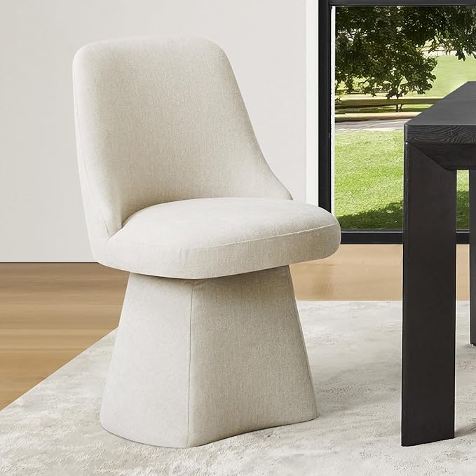 Swivel Dining Chairs Set of 1, Upholstered Mid Century Modern Deskchair with High Back, Linen Fabric Kitchen Chairs for Dining Room, Bedroom, Dressing Room, Linen