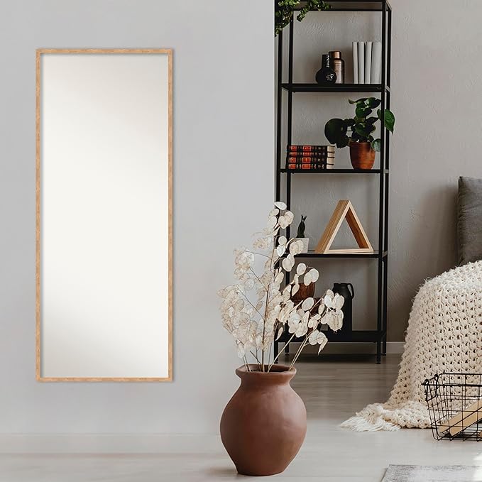 Amanti Art Bronze Full Length Mirror, 61x25 Imprint Light Bronze Tall Free Standing Body Wall Mirror Full Length for Dressing, Modern Wood Frame, Lean on Floor or Hang, Wall Decor