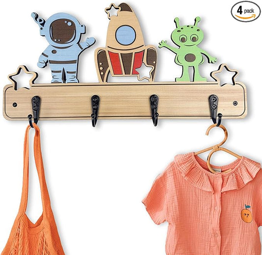 Dog Leash Holder for Wall Mount, Farmhouse Wooden Dog Claw Hooks, Paws Key Rack Accessories for Rustic Home Decor (Space)