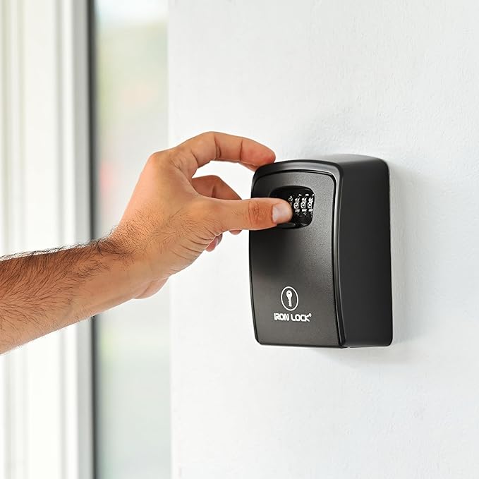 Iron Lock® Key Lock Box XXL Wall Mount – Waterproof Outdoor Key Safe with Heavy-Duty Metal Body & 4-Digit Combination – Lock Box for Keys Outside for Home, Rentals & Realtors (Black, XXL)