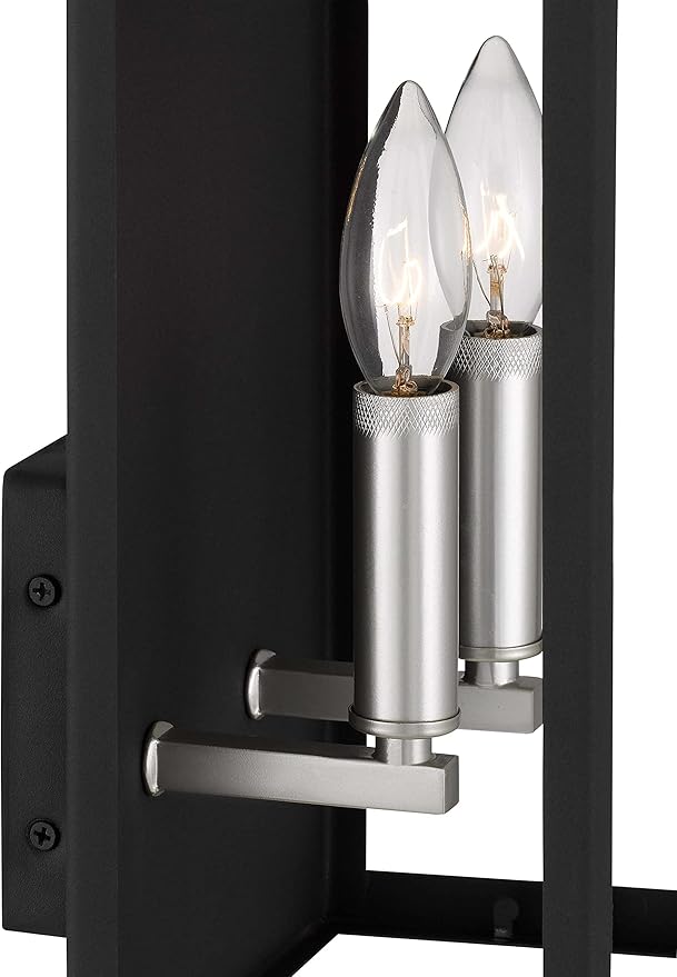 Eva Outdoor Wall 2-Lights Exterior Wall Lantern Fixtures with Clear Glass Shade, Matte Black Wall Sconce, Weather Resistant for for Entryway, Doorway, Corridor, Balcony and Porch