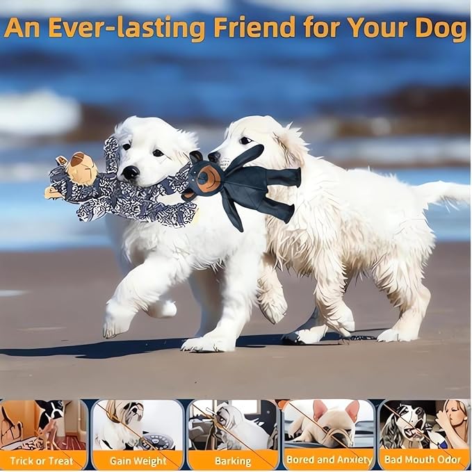 Indestructible Robust Bear Dog Toy Unbreakable Dogs Toy 2.0 Pet Companion for Heavy Chewers Squeaky Dog Toys for Aggressive Chewers Unbreakable Stuffed Plush Puppy Toys for Heavy Chewers (2.0 Version)