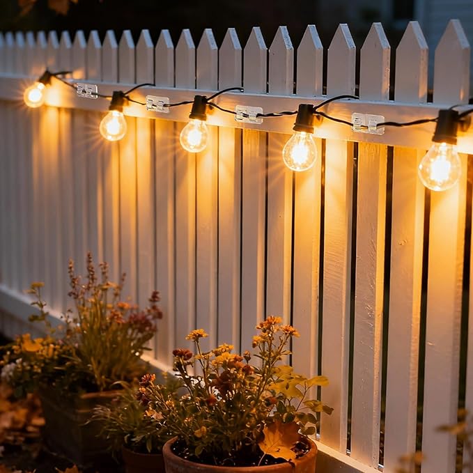 Light Clips Hooks for Outside String Lights, 30 Pcs Adhesive No Drill Light Hangers - Outdoor Patio Balcony Decor Fence - Rope Led Light Strip Christmas Decor Hooks