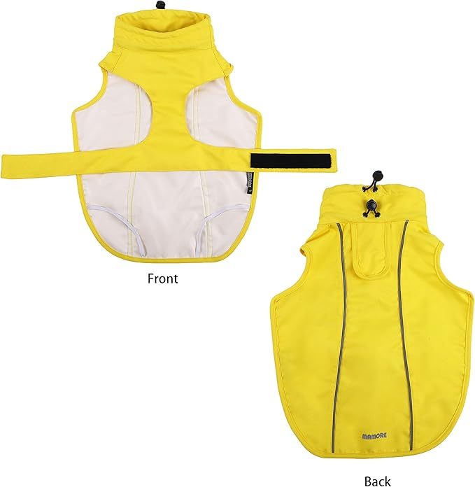 Waterproof Dog Raincoat with Reflective Strip, Adjustable Breathable Rain Coat Jacket with Leash Hole for Dogs (Yellow, XXX-Large)