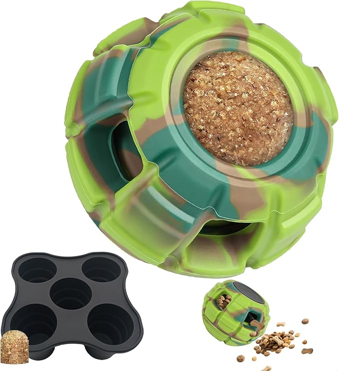 Dog Frozen Treat Toy - Dog Toys to Keep Them Busy, 4 in 1 Interactive Puzzle Chew Toy with Treat Dispensing, Freezable Fillable, Safe Chew-Resistant Design for Anxiety Relief and Cognitive Enrichment