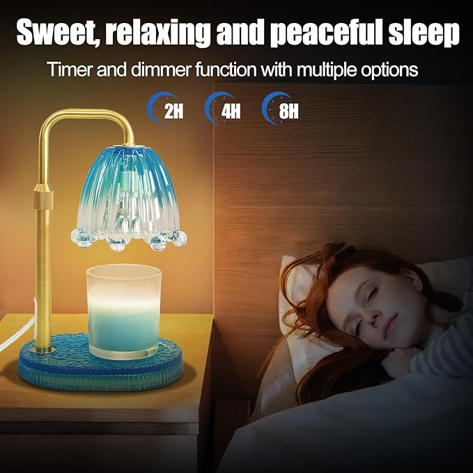 Candle Warmer Lamp with Timer - Electric Wax Melt Warmer with Adjustable Height and Dimmer for Scented Candle Wax, Home Fragrance Décor and House Warming Birthday Gifts for Women Mom
