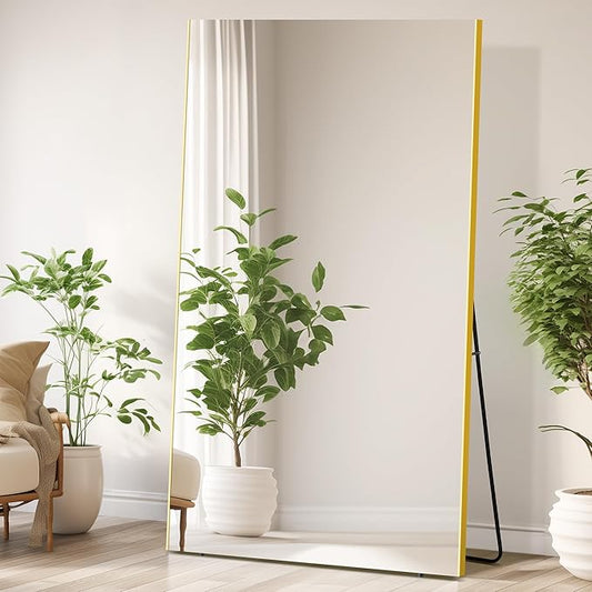 Brisafe 71"x40" Oversize Shatterproof Standing Mirror, Ultra Light Nano-Film Mirror for Gym, Home, Living Room, Bedroom, Gold