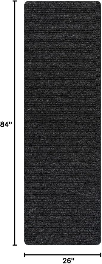 Non Slip Dark Gray Solid Rubber Back Thing Runner Rugs for Living Room 2x7 for Kitchen, Rug for Bedroom and Hallway, Stain Resistant Easy Cleaning Non Shedding Carpet Dark Gray 2 x 7
