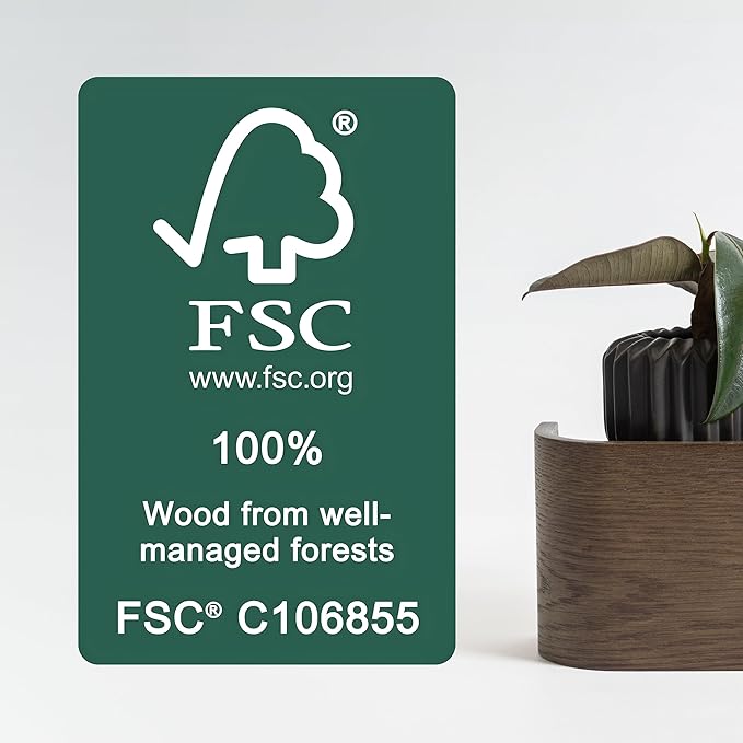 Kazai. Wall-Mounted Coat Rack 'Toke' - Modern Design Coat Rack with Hidden Wall Hooks - Solid Wood Veneer Panel Coat Hanger - Oak, Dark