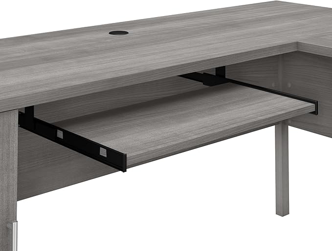 Bush Furniture Somerset L Shaped Desk with Hutch in Platinum Gray | Corner Computer Table with Drawers, Cabinets and Pullout Keyboard/Laptop Tray for Home Office