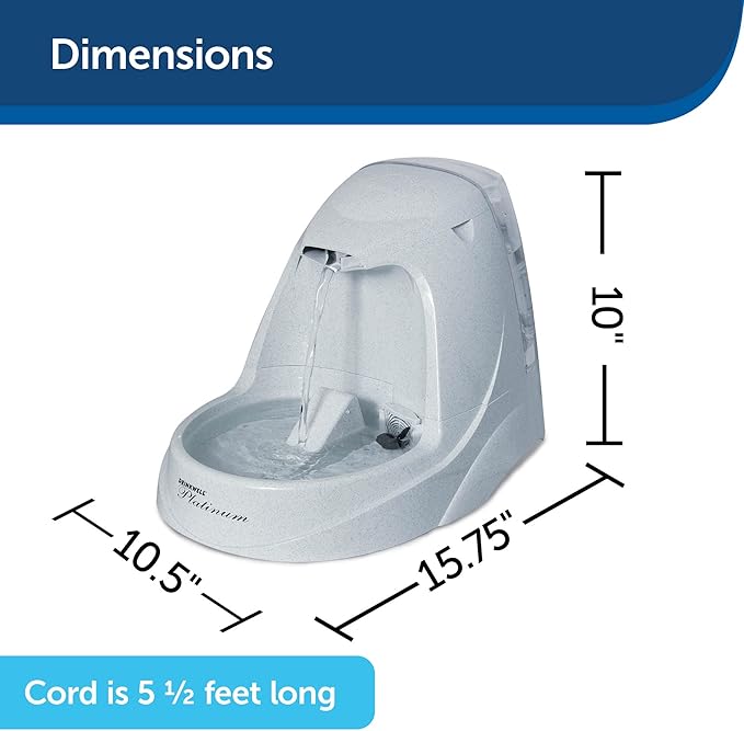 PetSafe Drinkwell Platinum Dog and Cat Water Fountain, Automatic Drinking Fountain for Pets, 168 Ounce,Grey