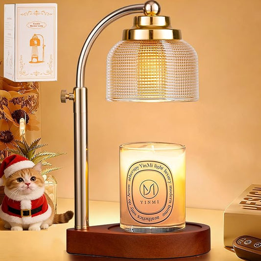 Candle Warmer Lamp with Timer Dimmer, Birthday Gifts for Women Mom Sister, House Warming Gifts Vintage Home Decor, Adjustable Height Wax Melt Warmer for Jar Candles with 2 Bulbs