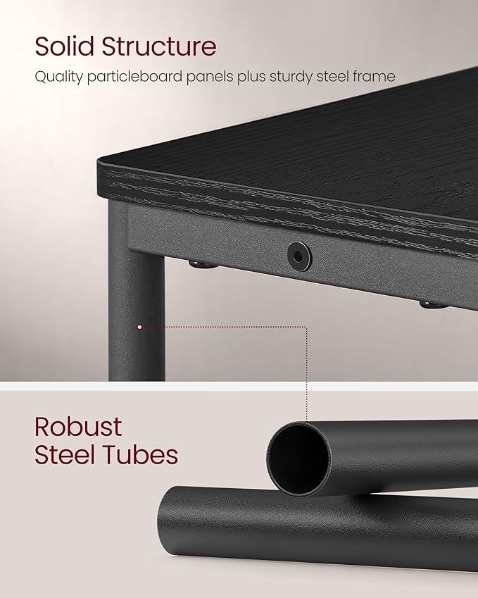 VASAGLE Side Table with Charging Station, Narrow End Table, 3-Tier Nightstand, Sofa Table for Small Spaces, Magazine Rack, for Living Room, Bedroom, Study, Ebony Black and Ink Black ULET335B01