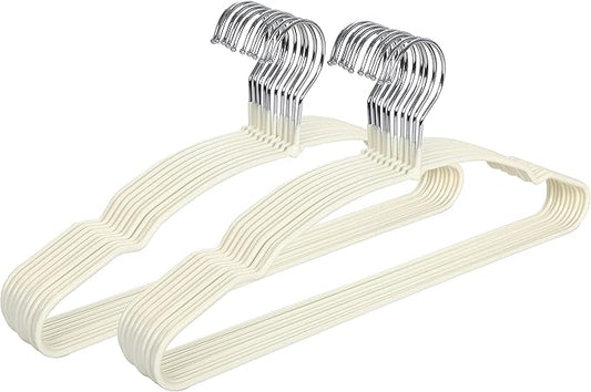 TOPIA HANGER Metal Hangers 20 Pack, Adult Clothes Hangers Space Saving & Non Slip Rubber Coated, Heavy Duty Wire Hanger for Coat,Shirt,Strap Dress,Ivory-CT12I