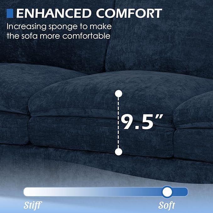 69” Chenille Loveseat Sofa w/Arm Pillows, Upholstered 2-Seater Sofa w/Comfortable Back Cushions, Modern 2 Seats Couch w/High-Density Foam for Living Room, Apartment, Office, Blue