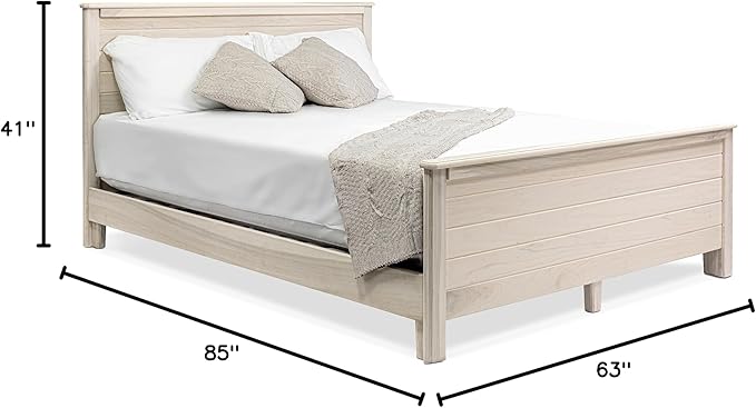 Solid Hardwood Deluxe Platform Bed Frame, Headboard, Footboard & Slats, Quality Crafted in Pennsylvania, USA from Poplar by Mennonite Artisans, No Box Spring Needed, Easy Assembly