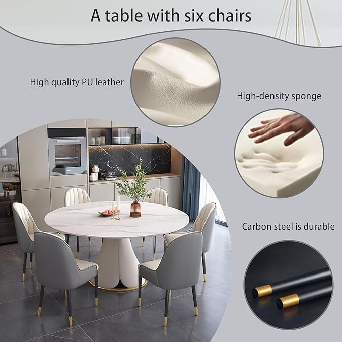 Dining Chairs Set of 2, Modern Faux Leather Dining Metal Legs for Living Kitchen Dining Room