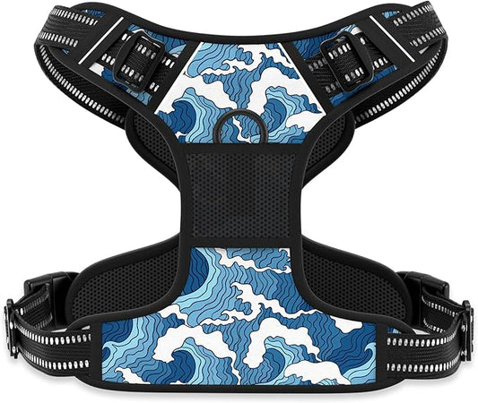 Rnivvi No Pull Dog Harness, Cute Reflective Small Sized Puppy Kitten Harness, Adjustable Soft Padded Vest for Small Dogs, Cats, Heavy Duty Pet Vest with Easy Control Handle for Walking, Japanese Style