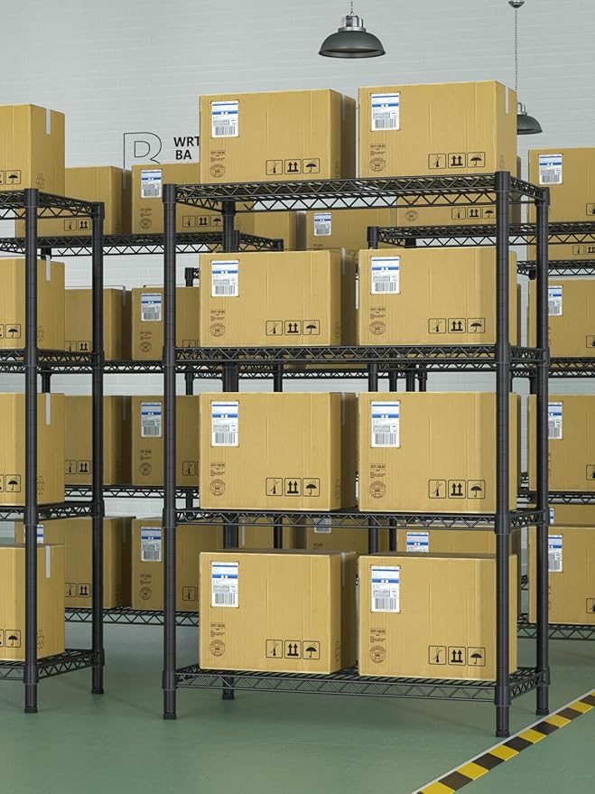 4 Tier Heavy Duty Shelves Adjustable Storage Shelf Organizer Metal Garage Wire Shelving Unit Pantry 18" D x 36" W x 59" H,Black