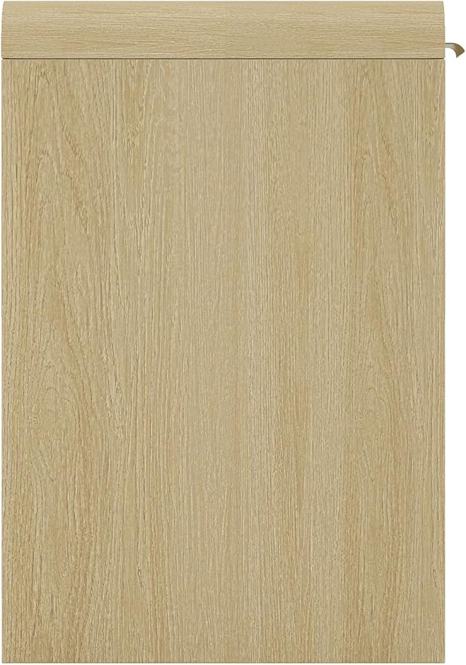 Manhattan Comfort Grace 54" Modern Home Office Desk with Drawers, Metal Handles, and Ample Workspace, Stylish Wood Table for Writing, Vanity, Work or Study, Natural Oak & Gold