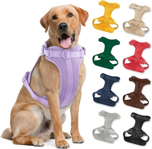No Pull Lightweight Dog Harness: Adjustable Durable Breathable Mesh Pet Vest Harness with Soft & Comfortable Cushion, for Small Medium Large Dogs (Lilac, L)