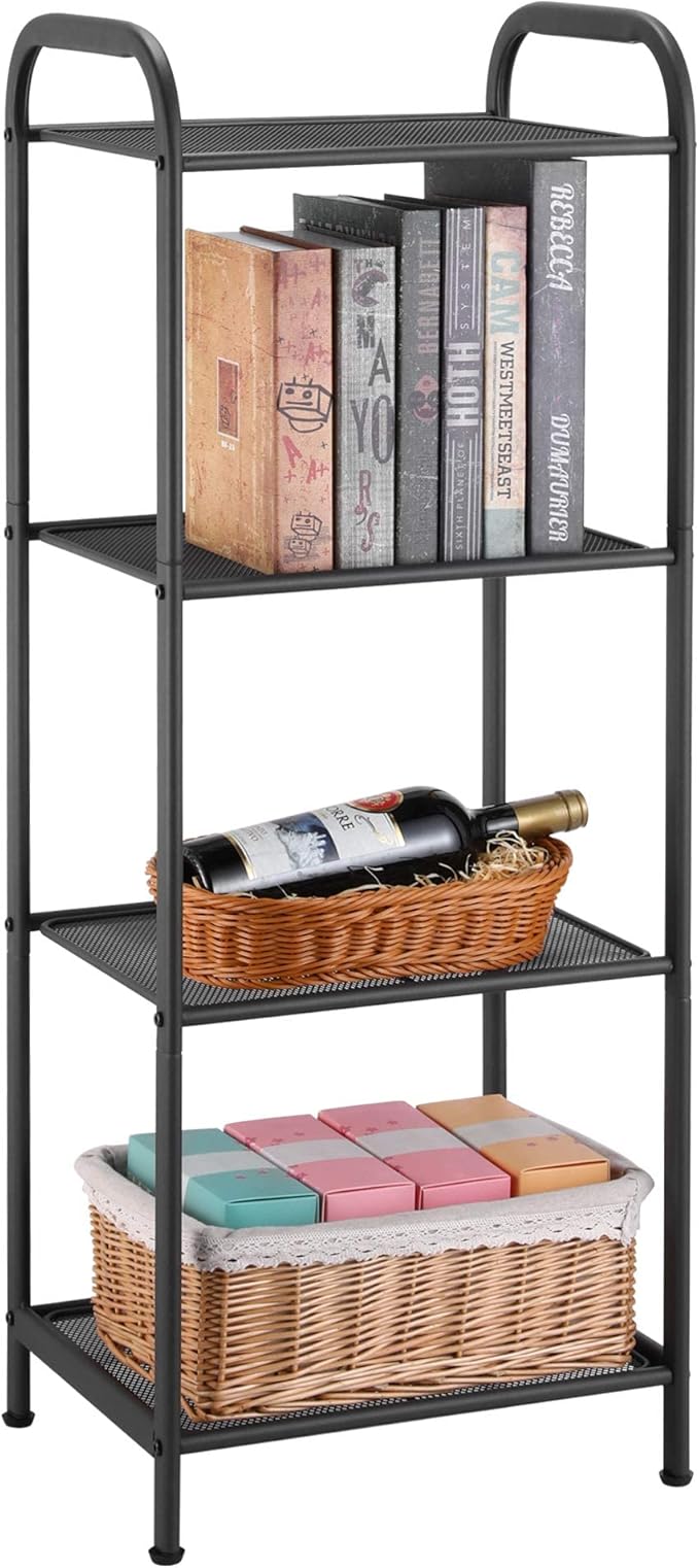 MAX Houser Storage Rack with Shelf,Industrial Style Extendable Plant Stand, Standing Shelf Units for Kitchen, Bathroom, Office,Living Room, Balcony, Kitchen (Charcoal Gray, 4 Tier)