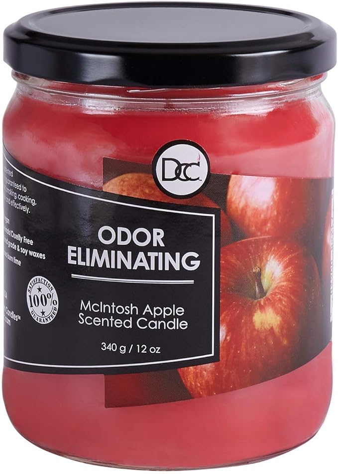 Mcintosh Apple Odor Eliminating Highly Fragranced Candle - Eliminates 95% of Pet, Smoke, Food, and Other Smells Quickly - Up to 80 Hour Burn time - 12 Ounce Premium Soy Blend