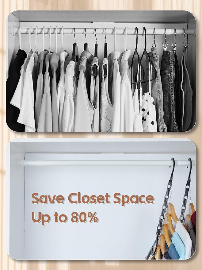 HOUSE DAY Space Saving Hanger 20 Pack Sturdy Black Magic Hangers for Closet Organizers and Storage for Heavy Clothes, Dorm Room Bedroom Home RV Car Camper Organization Essentials