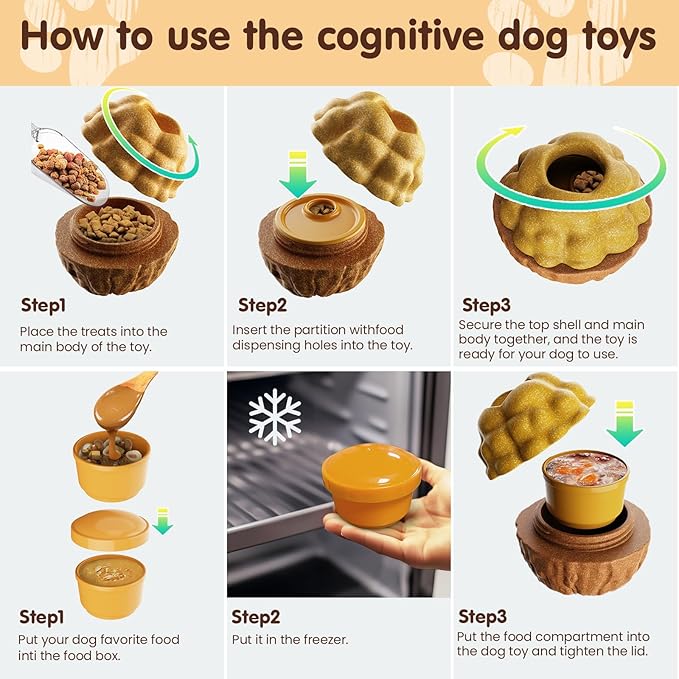 Interactive Dogs Frozen Treat Toy for Aggressive Chewer,Fillable Freezable Treat Dispenser for Mental Stimulation, 3-in 1 Dog Chew Toys Keeps Dogs Busy and Reduces Anxiety, Easy to Clean