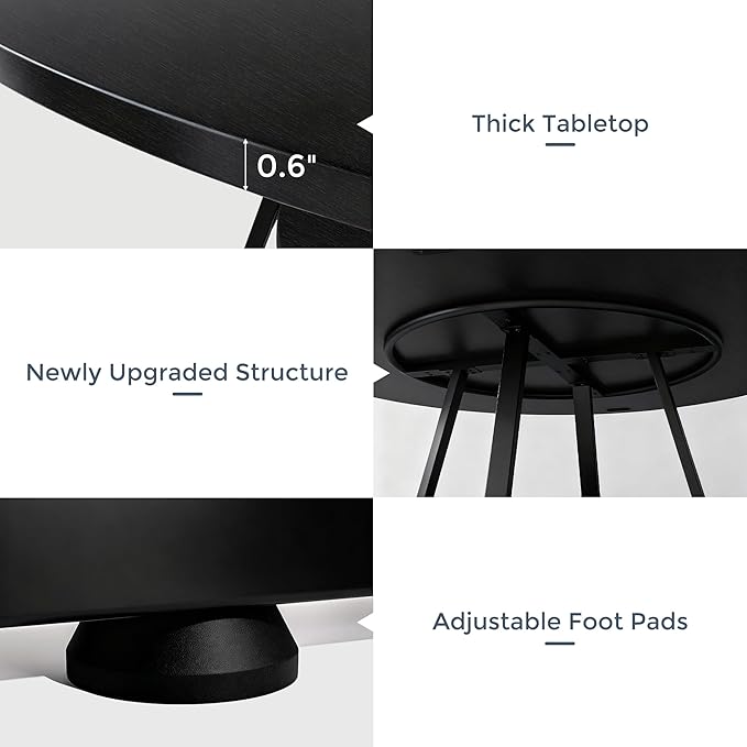 47" Round Dining Table for 4, Kitchen Dining Table with Storage, Wood Circle Dinner Table, Space Saving Dining Room Furniture for Kitchen, Living Room